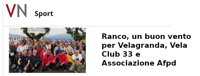 Ranco, un buon vento per Velagranda, Vela Club 33 e Associazione Afpd
