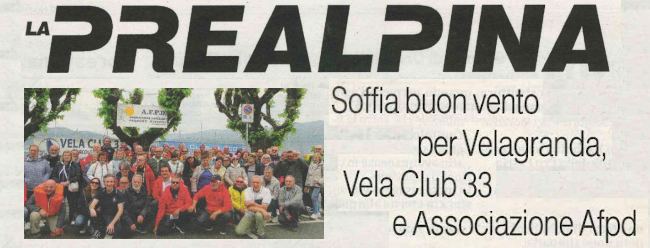 Soffia buon vento per VelaGranda, Vela Club 33 e Associazione Afpd
