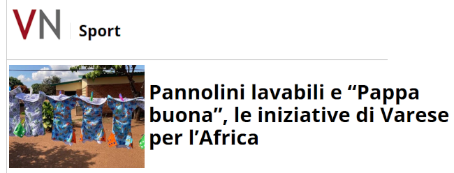 Pannolini lavabili e “Pappa buona”, le iniziative di Varese per l’Africa