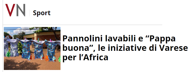 Pannolini lavabili e “Pappa buona”, le iniziative di Varese per l’Africa
