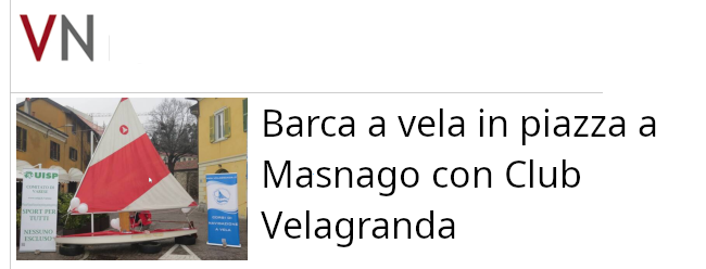 Barca a vela in piazza a Masnago con Club Velagranda