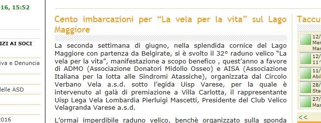 Cento imbarcazioni per “La vela per la vita” sul Lago Maggiore
